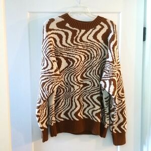 Beige Botany Knit Brown & Cream Swirl Sweater Size S/M